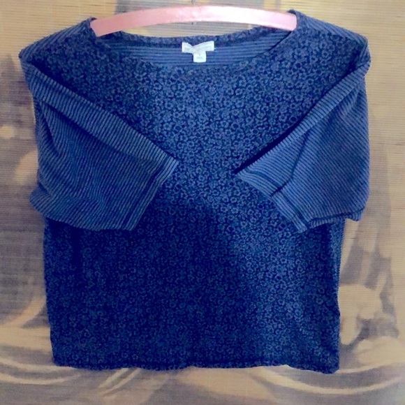 GAP Crop Top blue flowers stripes 100% cotton women’s size small - Picture 2 of 12